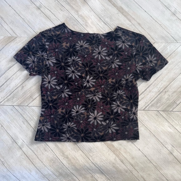 VINTAGE BLACK FLORAL BABYDOLL TOP - Picture 4 of 4